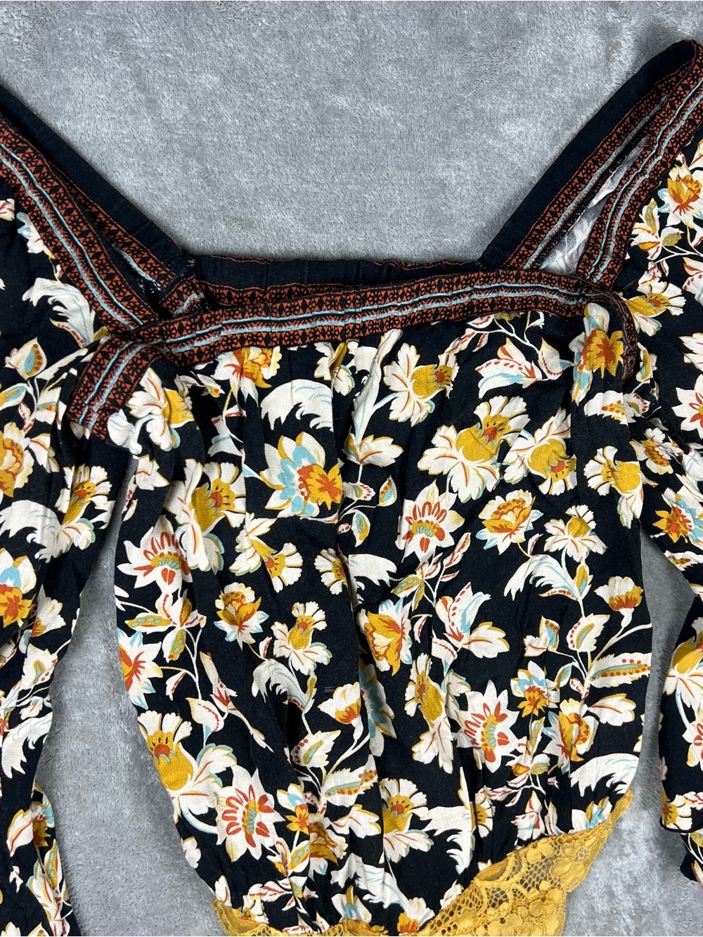 Free People Bodysuit Womens Small Intimately FP Blooming Borders Lace Floral - Picture 3 of 9